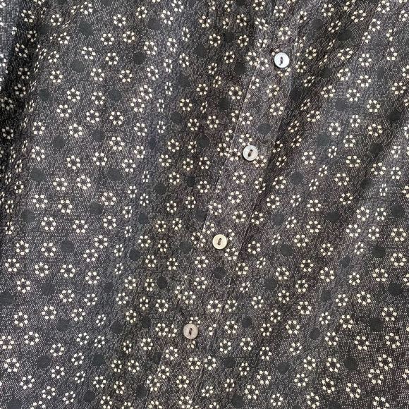 LoveShackFancy Black Cream Floral Button Mock Neck Blouse Size Medium - Picture 6 of 9